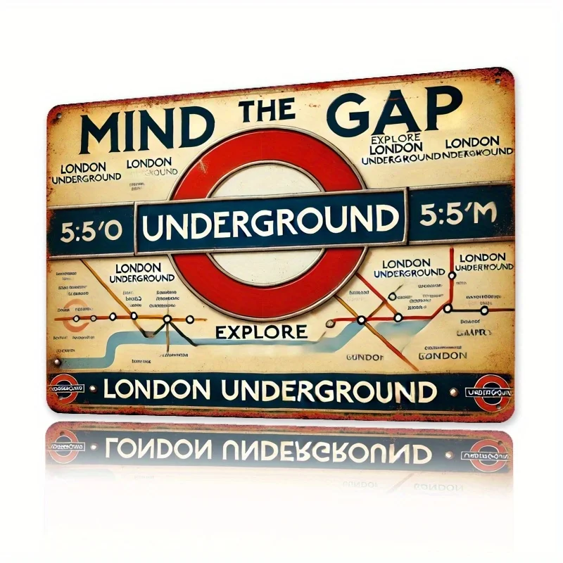 Vintage London Underground Map Metal Sign ch - Retro British Railways Design, for Café, Office, or Home Decor, Wall