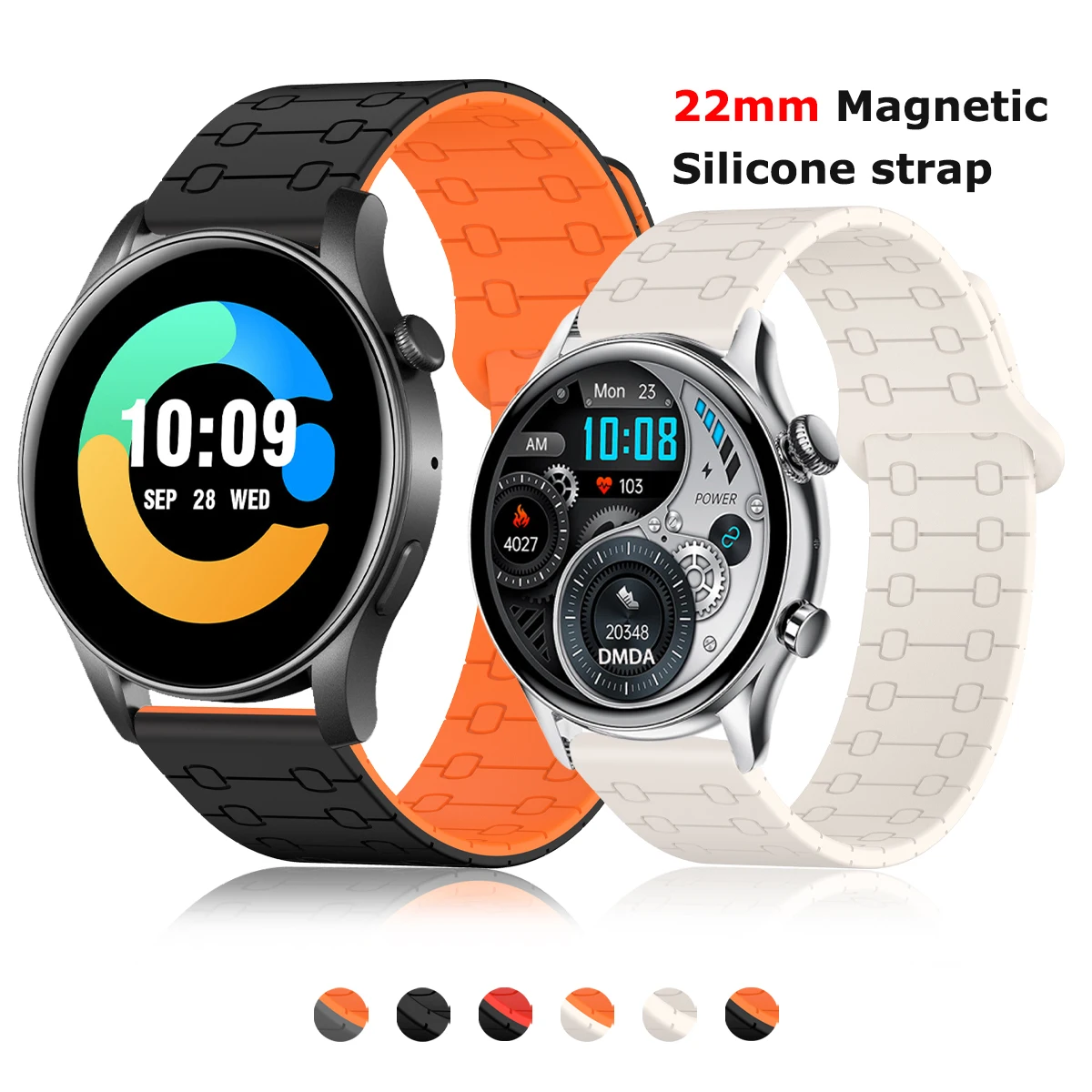 Magnetic 22mm Band For COLMI V75 GPS/V73/V70/P81/P71/P68 Soft Loop Strap For COLMI C8 Max/M42/i30/C81 Silicone Watchabnds Correa