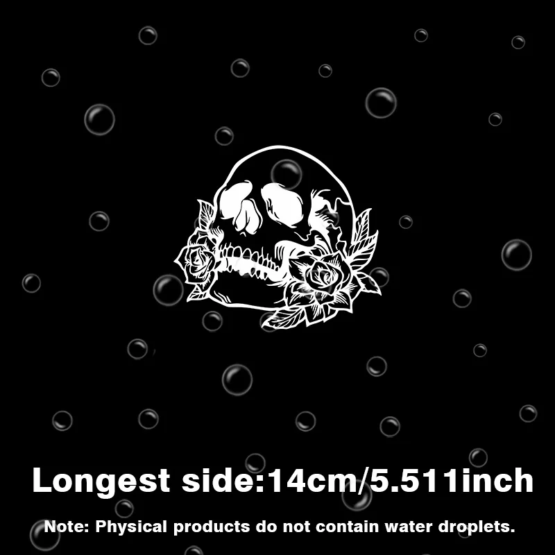 2pcs/set 2D Flat Skull With Roses Vinyl Sticker, Waterproof UV Resistant, for Car Window Laptop Luggage Decor, Holiday Gift