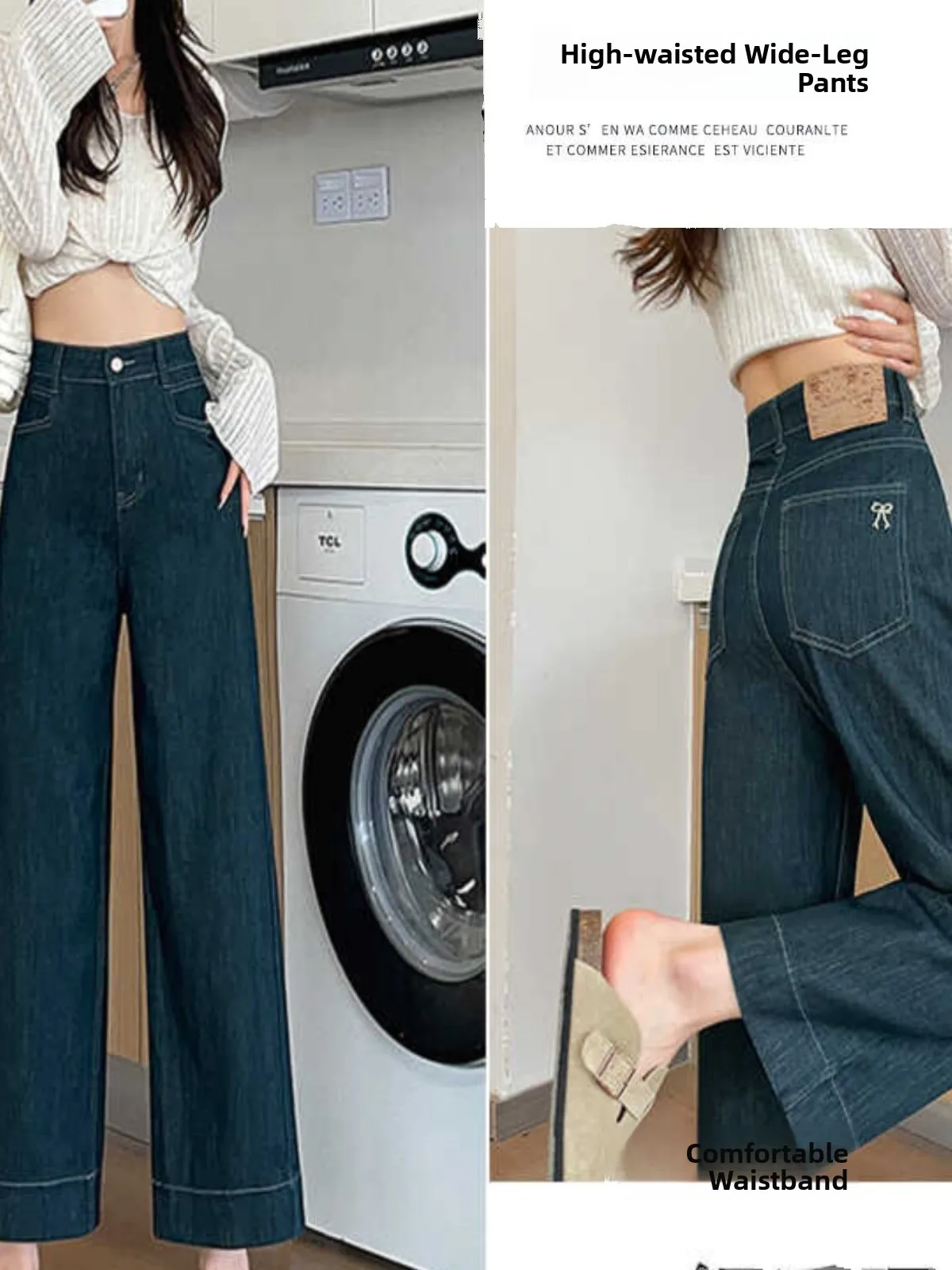 

Джинсы для мамы с высокой талией, темно-синие, лето-осень, миниатюрные девятиточечные грушевидные джинсовые брюки для похудения, прямые брюки