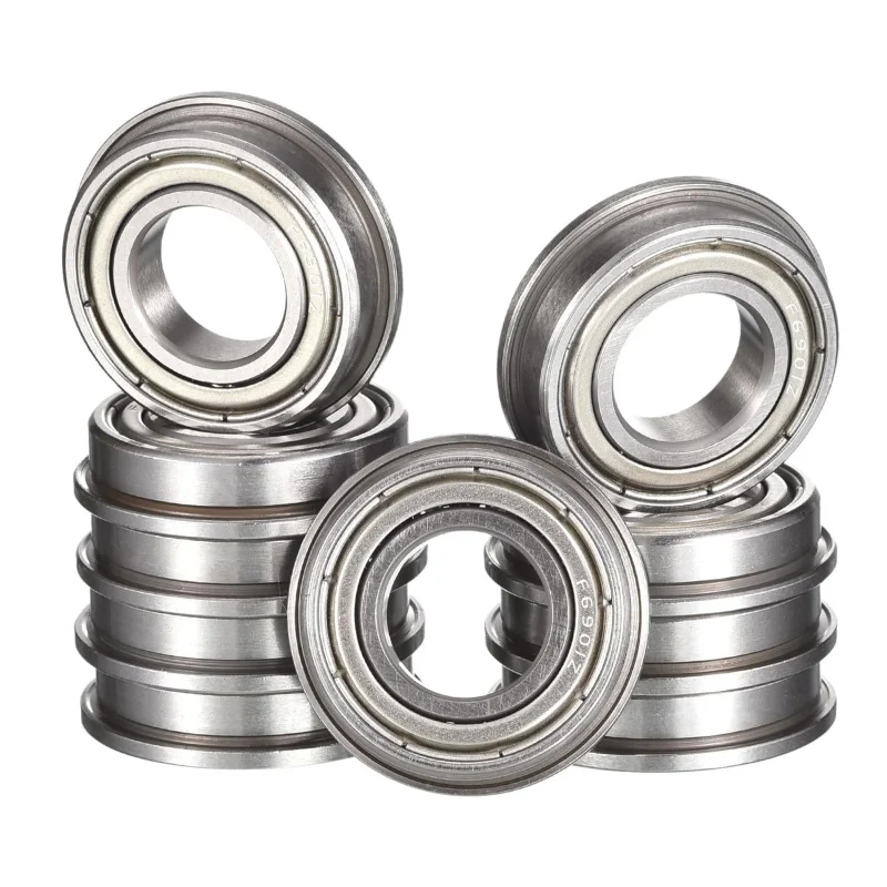 

F6901ZZ Flanged Ball Bearing, ID 12mm x OD 24mm x Width 6mm Double Metal Shielded Deep Groove Bearings Chrome Steel 10pcs