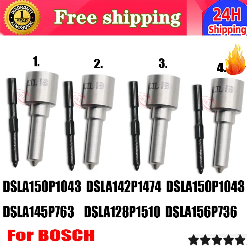 

4PCS DSLA150P1043 DSLA150P1043 DSLA145P763 DSLA128P1510 DSLA156P736 DSLA142P1474 For BOSCH NEW Diesel Rail Fuel Injector Nozzle