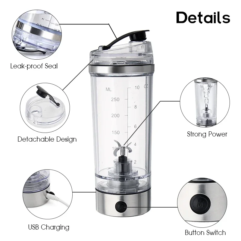 250ML elektryczny mieszadło białkowe mieszadło USB Shake butelka kawa z mlekiem Blender czajnik Fitness Vortex Tornado inteligentny mikser 2020 nowy