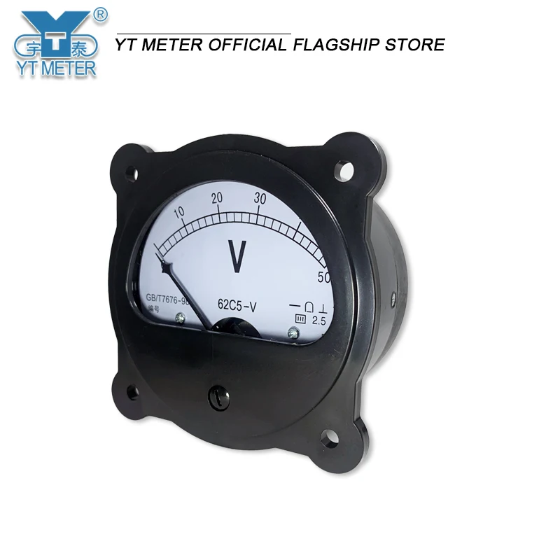 62C5 DC voltmeter circular instrument 5V 10V 15V 20V 30V 50V 100V 150V 250V 300V 450V 500V 600V pointer voltmeter black 80mm for