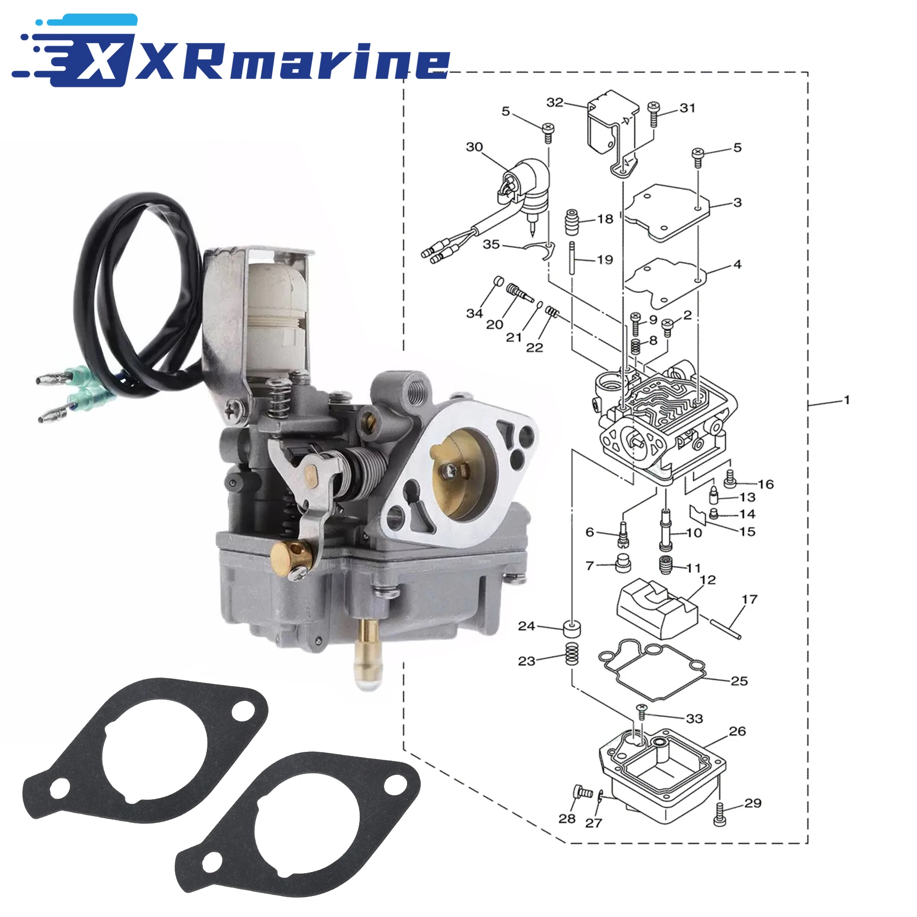 6AH-14301-00 Carburetor Assy with Gasket 6AH-13646-00 for Yamaha F 15 20 HP 4 Stroke Outboard Engine 6AH-14301-A1 6AH-14301-02