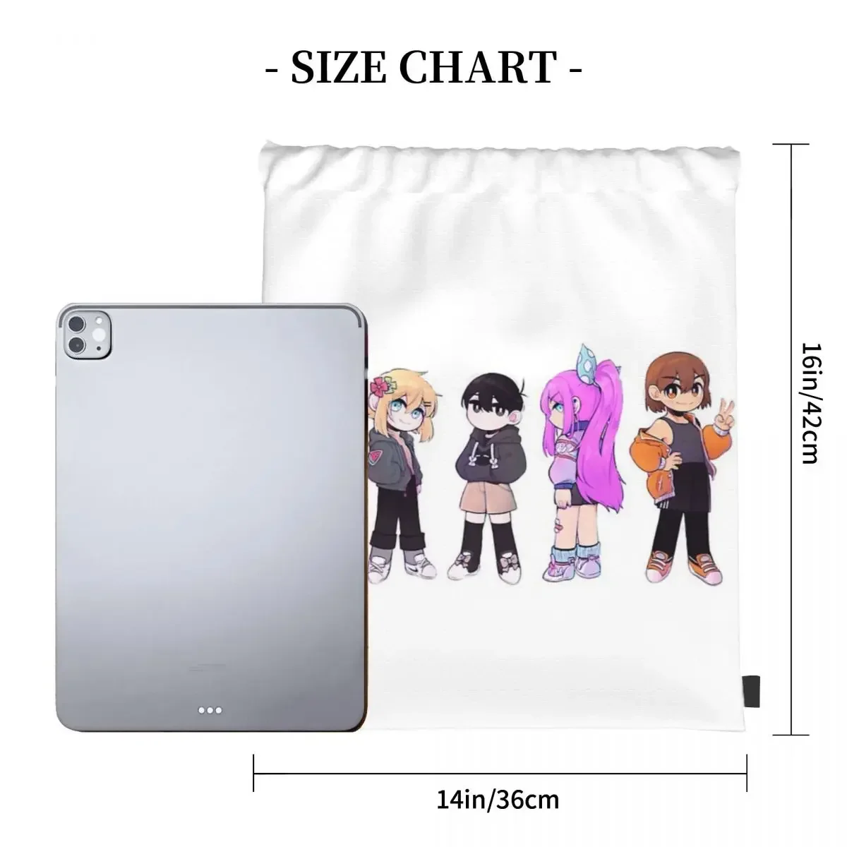 Mochilas Omori Anime Video Game, sacos de cordão portáteis casuais, saco de esportes do bolso do pacote, sacos de livros para homem e mulher