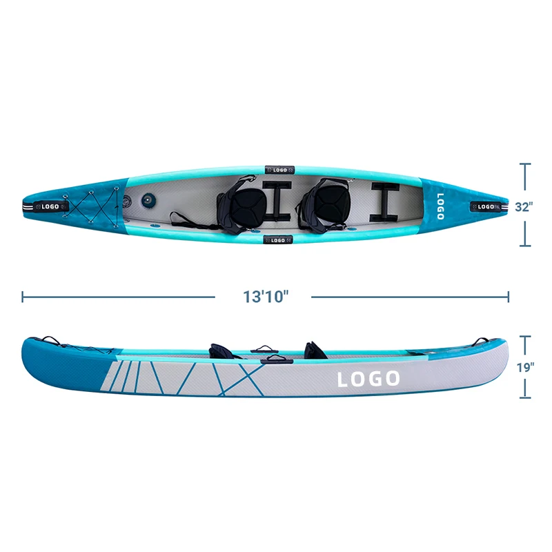 Kayak pliable personnalisé à point de chute Chine pour 2 personnes assis dans un kayak gonflable à vendre