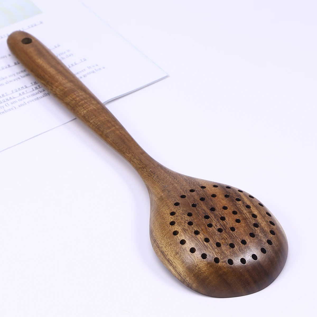 

Teak Colander Skimmer Scoop Kitchen Gadget Wood Handmade Natural Grain Heat Resistant Non Stick Pan Use 28X8.2Cm