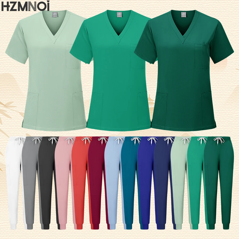 Uniformes de gommage d'hôpital extensible infirmière médicale gommages ensembles d'uniformes haut à manches courtes + pantalon pharmacie toilettage pour animaux de compagnie articles de soins infirmiers