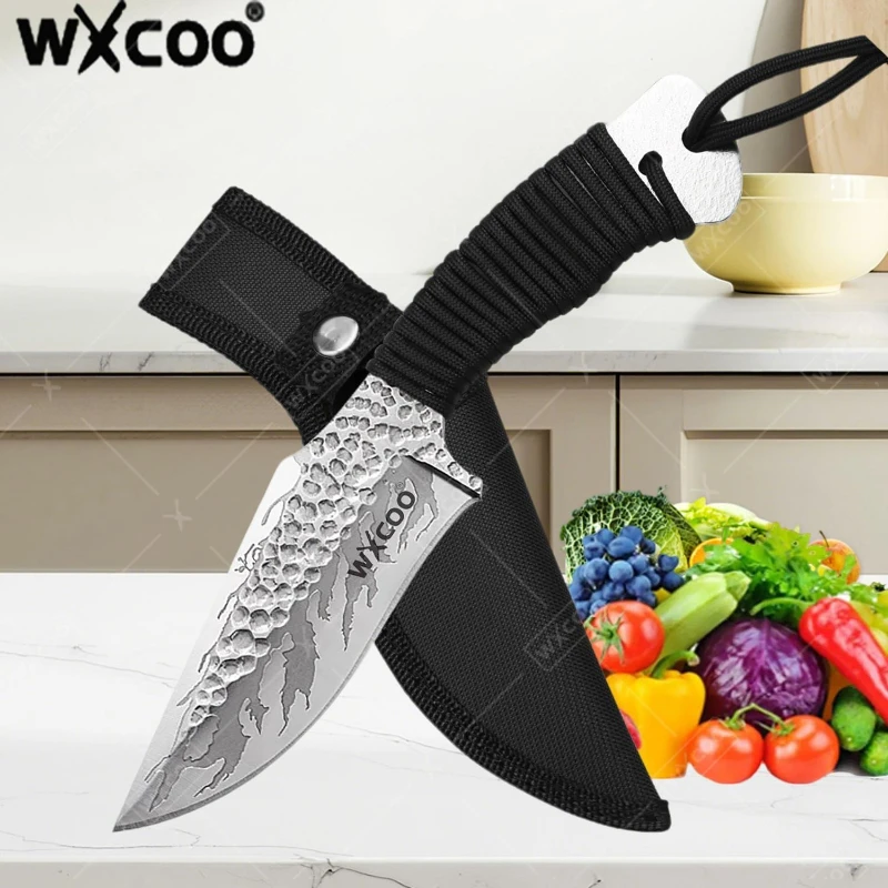 WXCOO Geschmiedetes Ausbeinmesser, Grillmesser, Metzgerbeil, Kochen, Edelstahlschneider, Gemüse, Obst, scharfes Küchenmesser