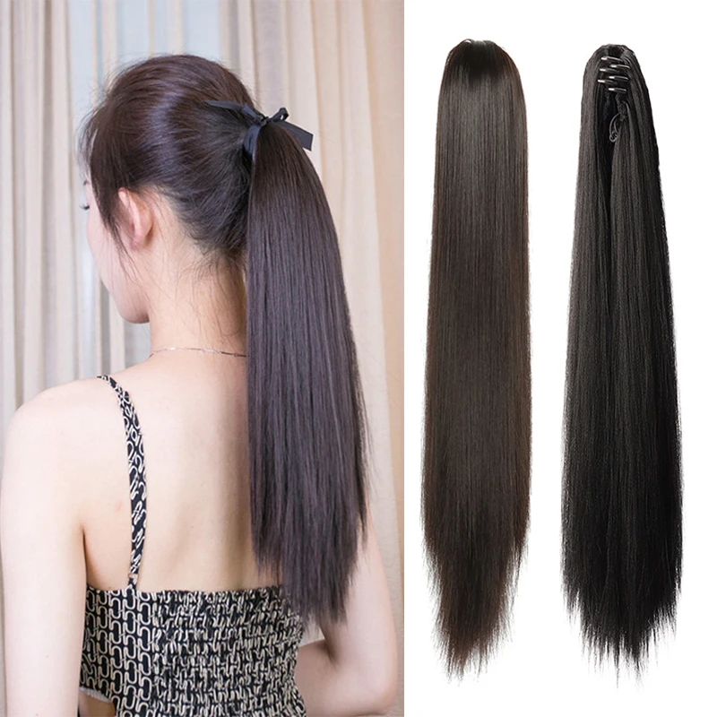 

AOOSOO Fake ponytail synthesis hair extensions Horse tail Wig drawstring afro for black women band clip claw smooth lifter net