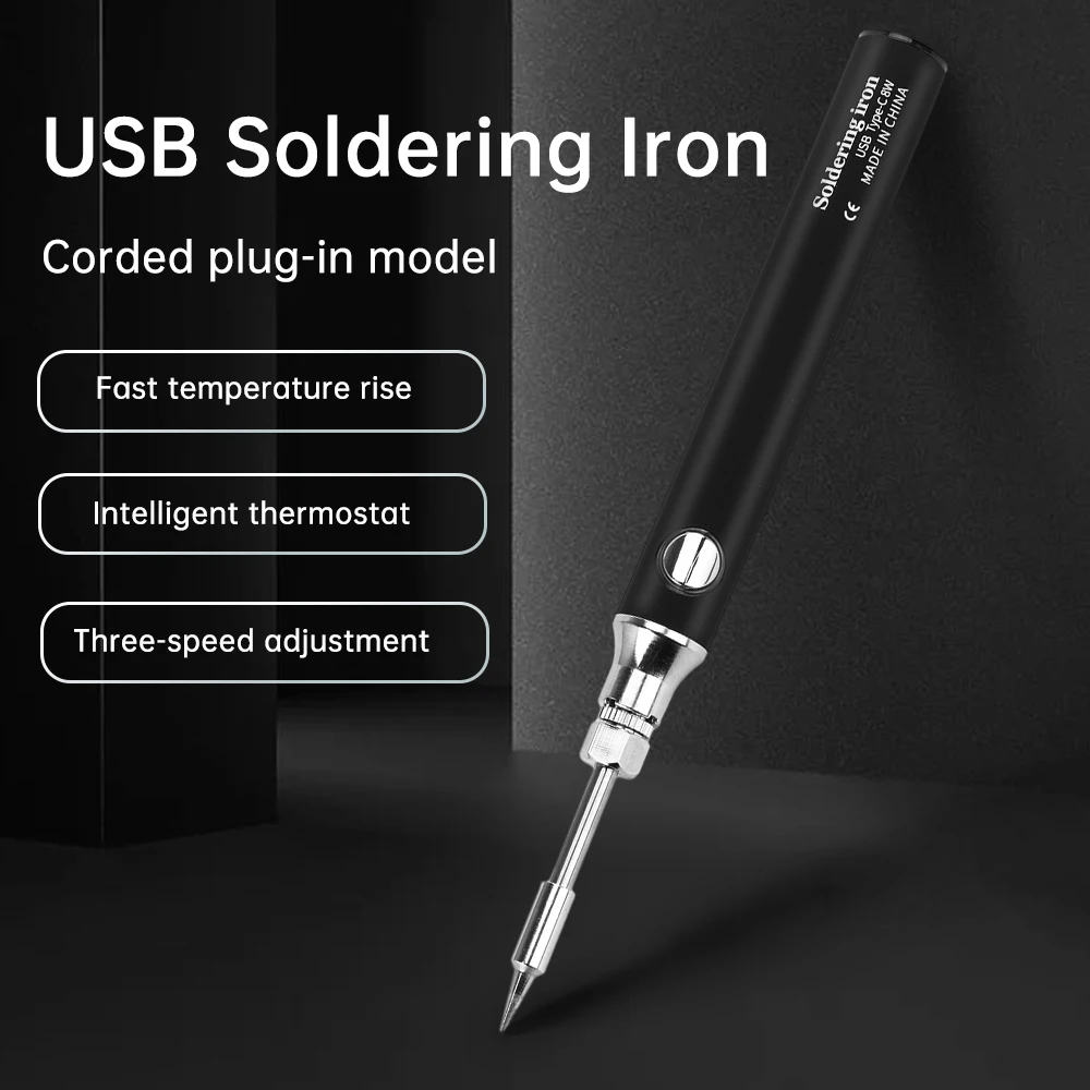 USB 납땜 다리미 도구 펜 납땜 다리미 팁, 3 단계 온도 조절로 교체 가능, 5V 8W
