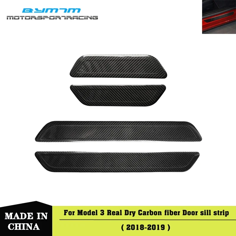 

Dry Carbon fiber Door sill trim welcome pedal Car Accessories For Tesla Model 3