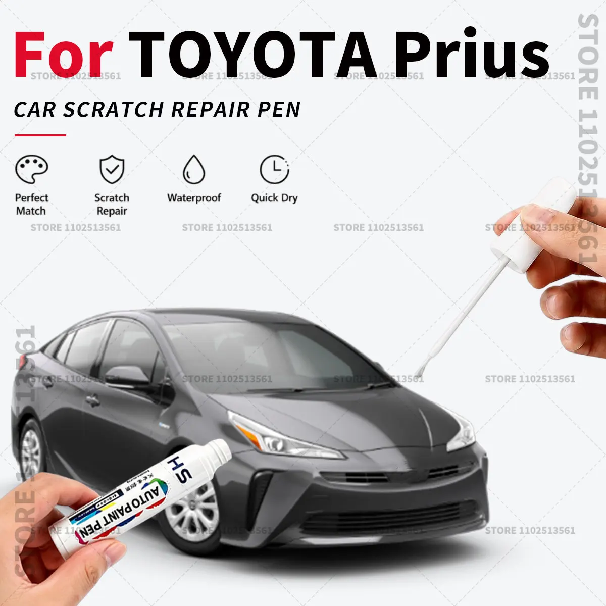 Car Touch Up Paint Pen Quick Repair Scratch Remover Auto Paint Brush Easy Application For TOYOTA Prius White Black Gray Blue