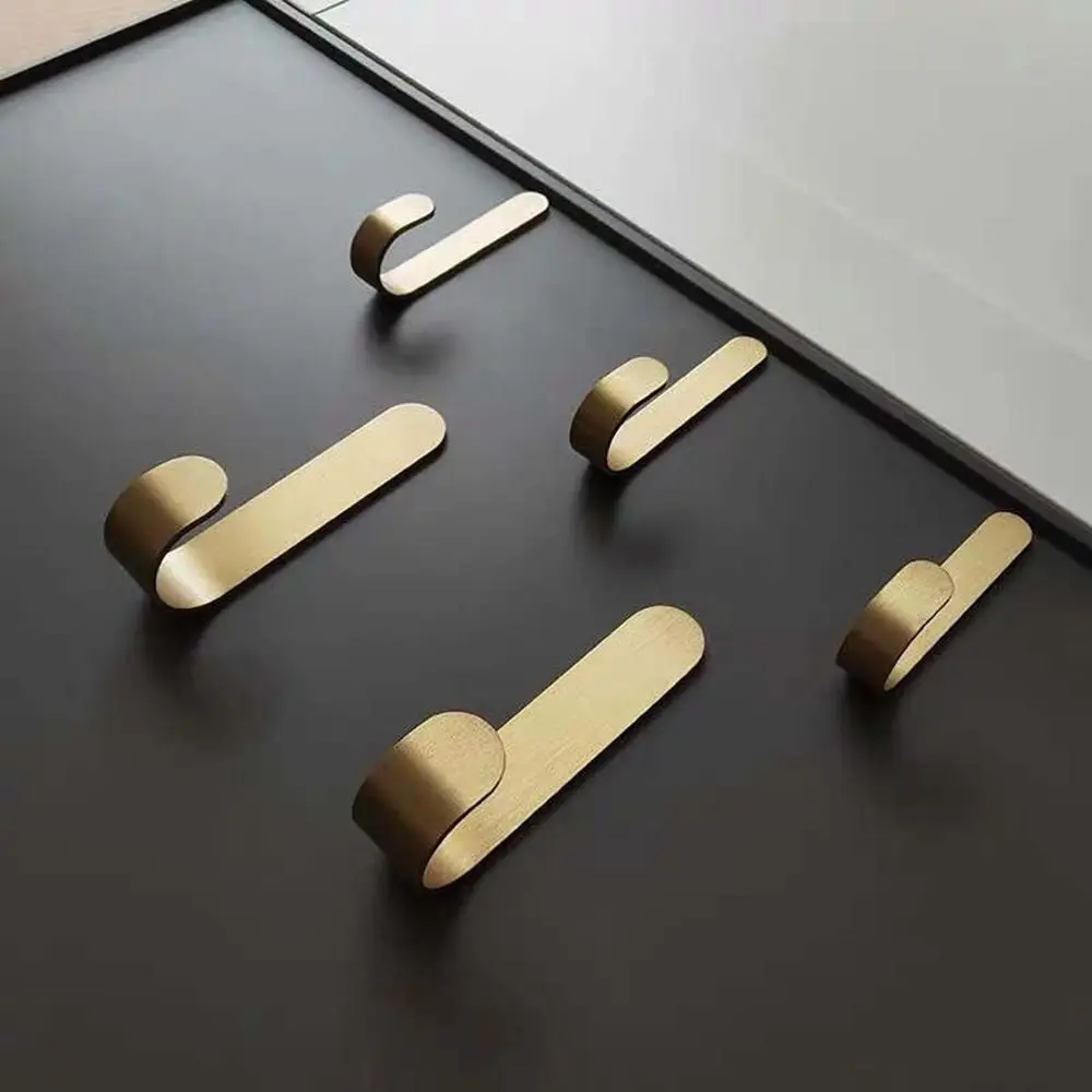 Wall Mounted Brass Wall Hook Gold J Shaped Towel Hanger Bathroom Kitchen Accessories Behind-door