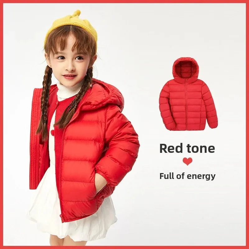 

2025 Disney Mickey All Over Print Kids Red Down Jacket | Winter Lightweight Warm Hooded Coat for Boys & Girls