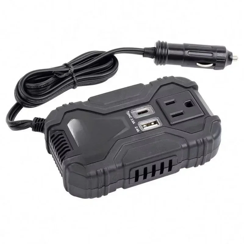 120W Automotive Power Inverter with Type C Charger 12VDC to 110VAC Power Inverter