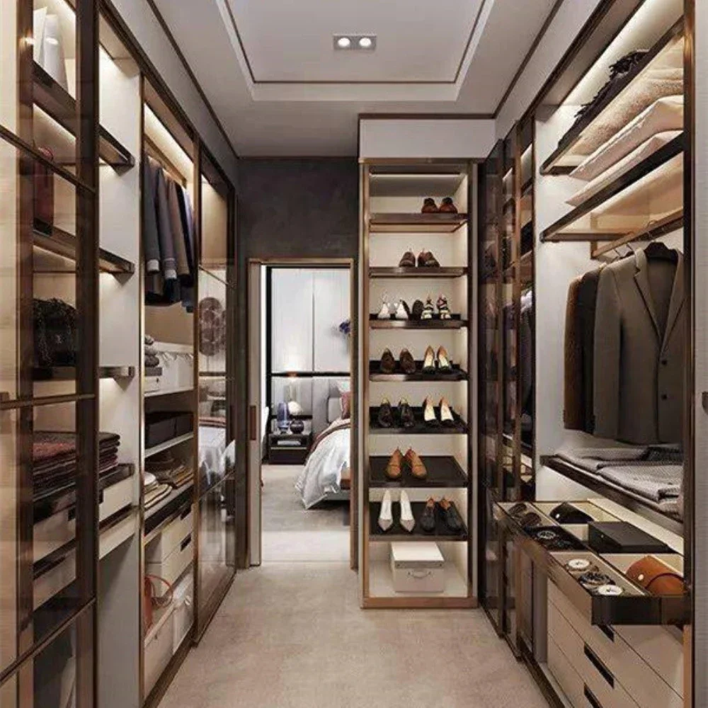 for Custom Modern Solid Oak Modern  Bedroom Walk In Closet