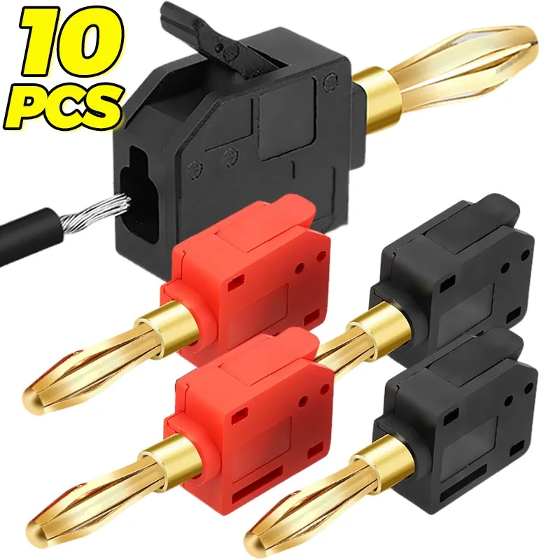 

10-1x Banana Plugs High Current Quick Connector Gold-Plated None Solder Audio Copper Speakers Amplifier DIY Connection Terminals