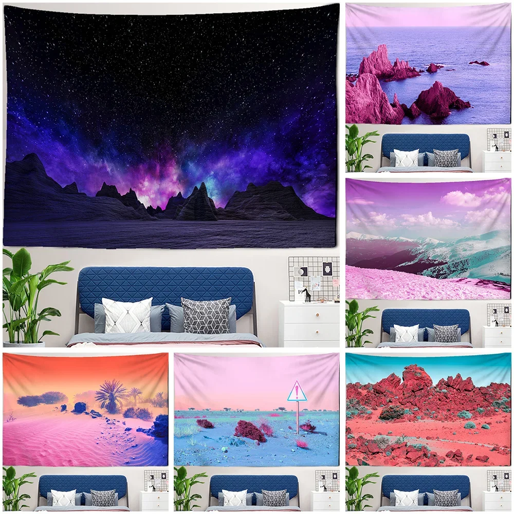 

Психоделическое искусственное настенное покрывало с естественным пейзажем, богемный домашний декор
