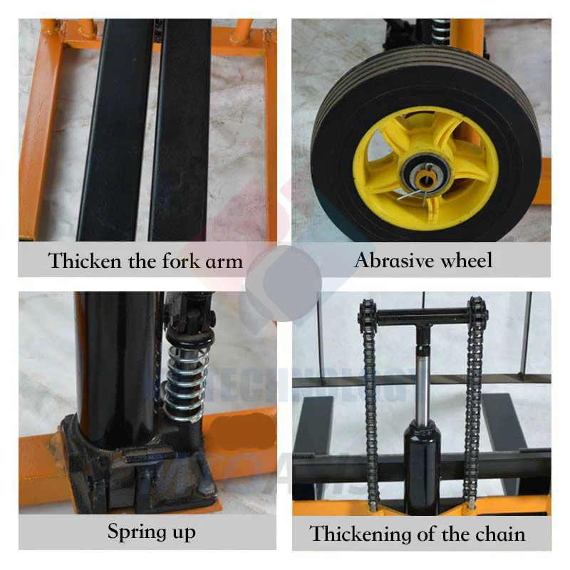 Manual Hand Pallet Stacker Small Forklift Mini Home Loading and Unloading Truck with Straddle Legs 200KG Load, 61\