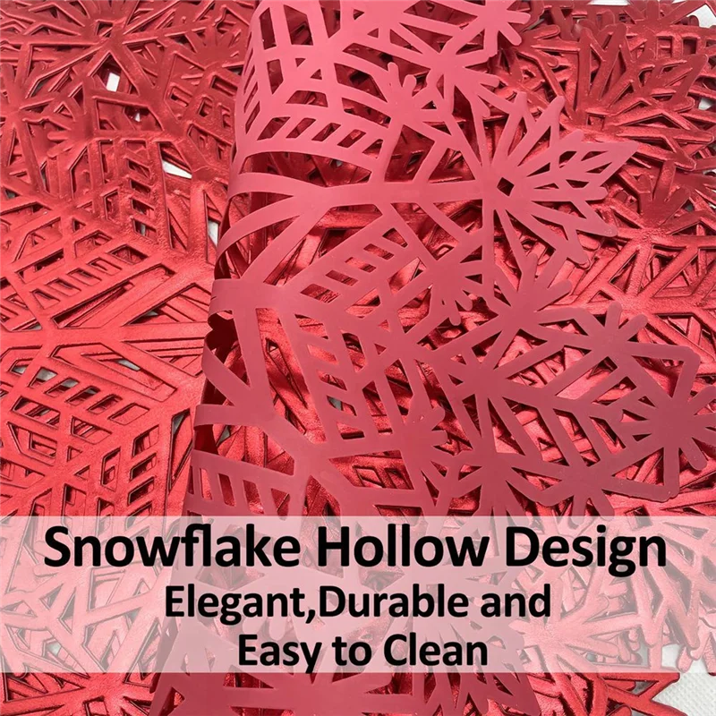 

N38R_Snowflake Placemats Decorations Red Snowflake Tablemats A