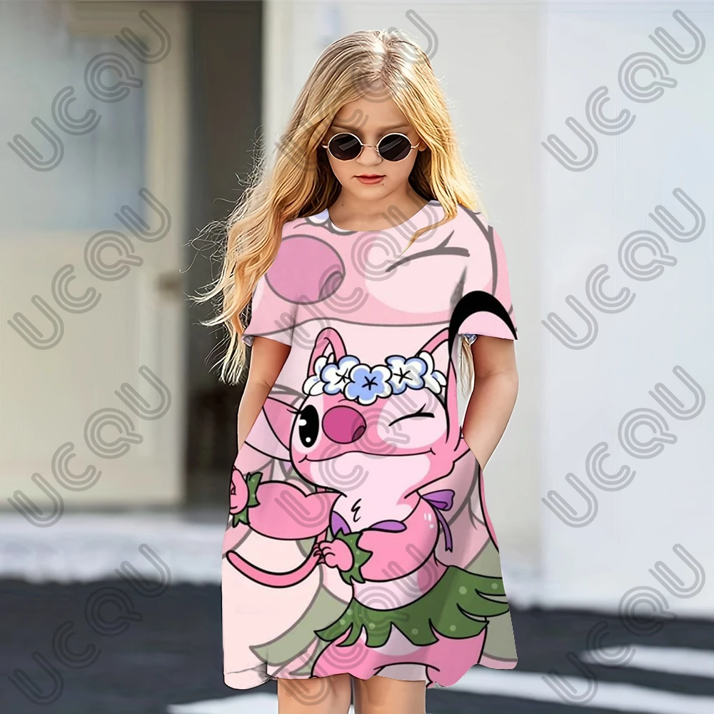 

Новое модное солнечное платье для маленьких девочек с мультяшной и милой строчкой, летняя повседневная одежда для отдыха для девочек от 1 до 6 лет, 3d P