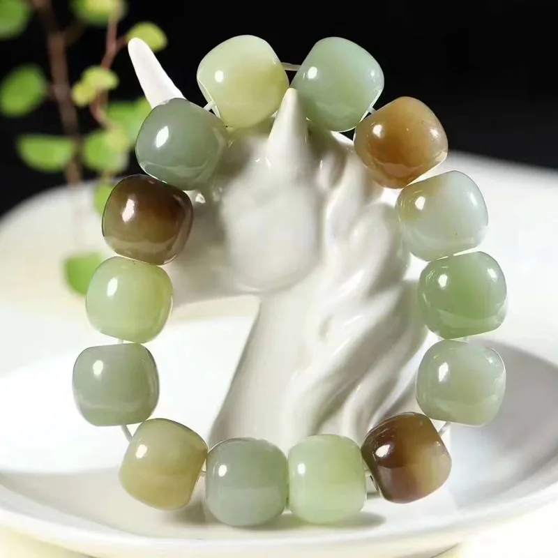 

Natural Hetian Jade Supply Chain Qie Mo Sugar Yellow Mouth Material Old Type Beads Multicolor Bra