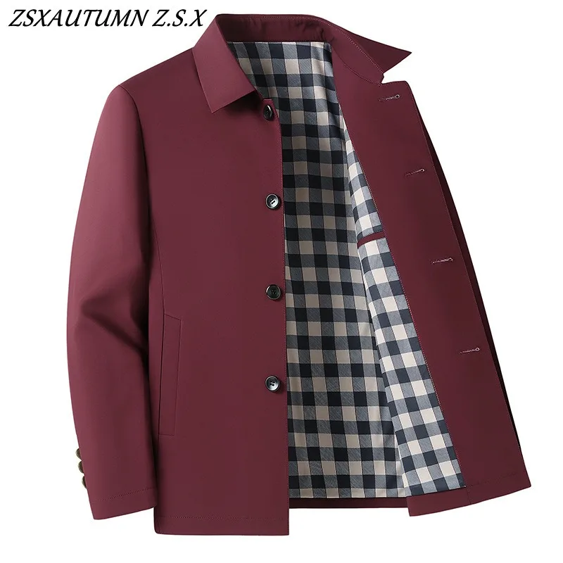 Brand Jacket Spring Autumn New Mens Coat Harajuku Fashion Casual Single-breast Jackets Middle-Aged Mens Clothes Office Outerwear