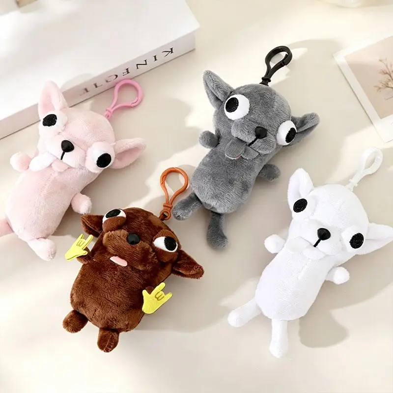 Funny Chihuahua Plush Toy Keychain Pendant Puppy Pet Stuffed Chihuahua Doll Weird Cute Realistic Plush Chihuahua Friend Gift