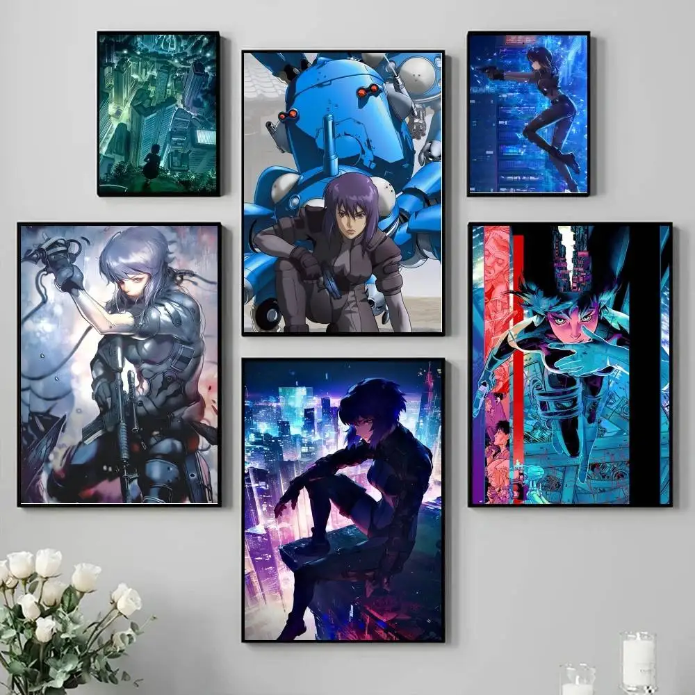 Anime G-Ghost In The Shell Poster Self-adhesive Art Waterproof Paper Sticker Coffee House Bar Room Wall Decor