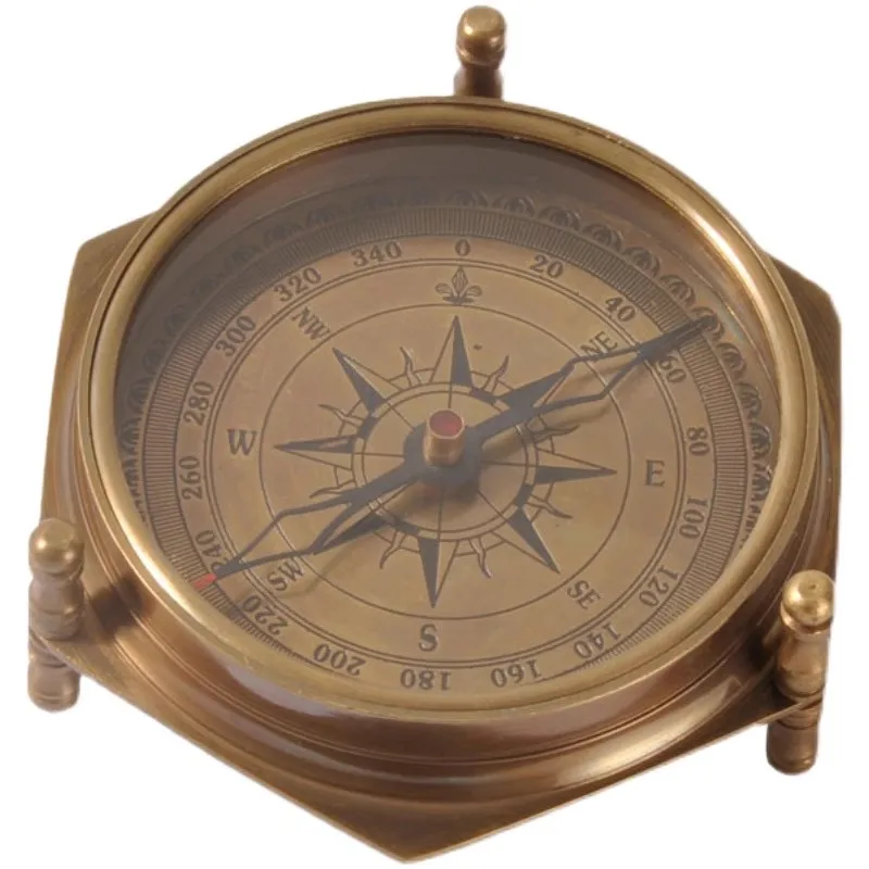 Vintage Brass Compass Retro Solid Copper navigation Home Desktop Decoration Antique Ornament‌ ‌