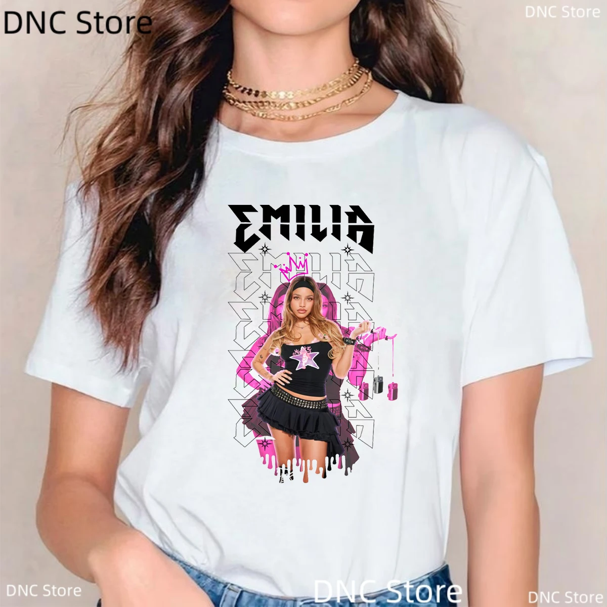 2025 New Women'S Clothing Tshirts Music Singer Emilia Mernes Print T-Shirt Female Fashion Harajuku 00s Girl T Shirt Summer Tops