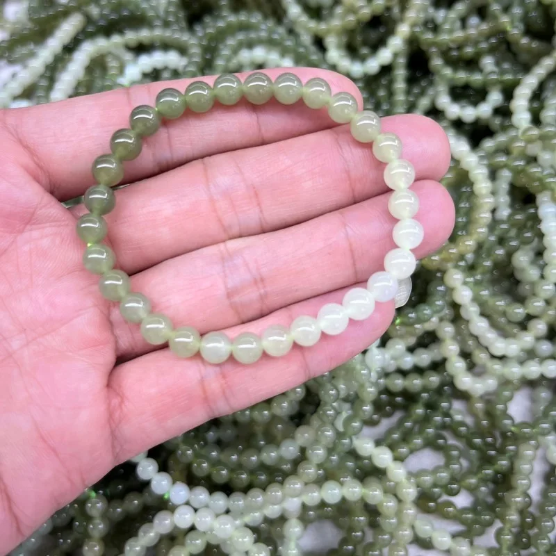 Natural Gradient Color 6Mm Single Strand Hetian Jade Bracelet