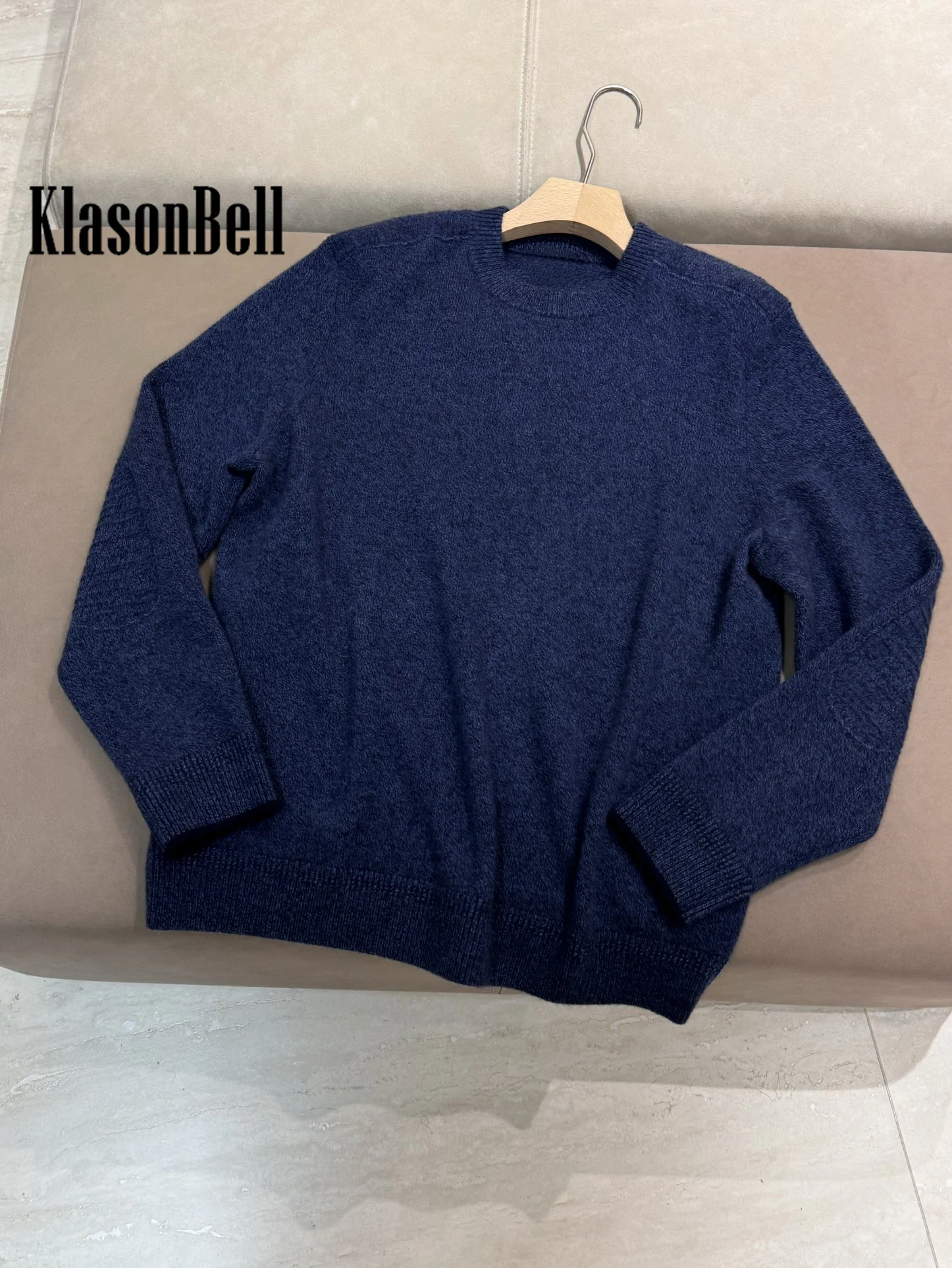 11.25 KlasonBell Men's High Quality Cashmere O-Neck Knitwear Embroidery Jacquard Long Sleeve Casual All-matches Sweater