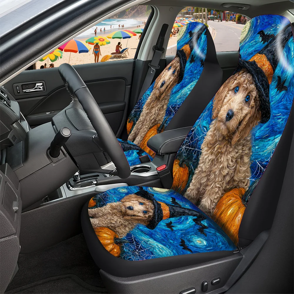 2-5 Seat Set Car Seat Covers, Adorable Halloween Puppy Print, Premium, Protection For Truck SUV Off-road Car, Festive Holiday C