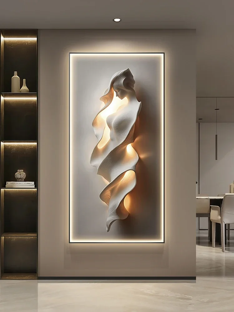 2025 Modern Light Luxury Entrance Door Decoration Painting Simple Abstract Art Corridor Hanging Painting Wall Lamp  Wall Fitting