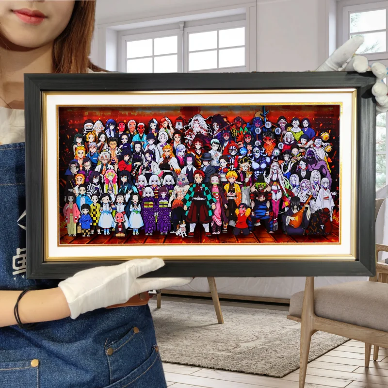 

Anime Surroundings Chara Figure Stand Painting Handmade Gift Zangetsu Family Full Picture Demon Slayer Handmade Toy Collectible