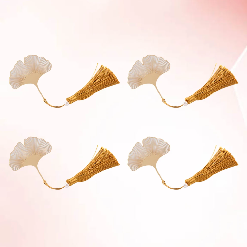 4Pcs Ginkgo Leaf Bookmark Handcrafted Hollow Metal Design Page Marker for Books Diaries Planners Readers Writers Study