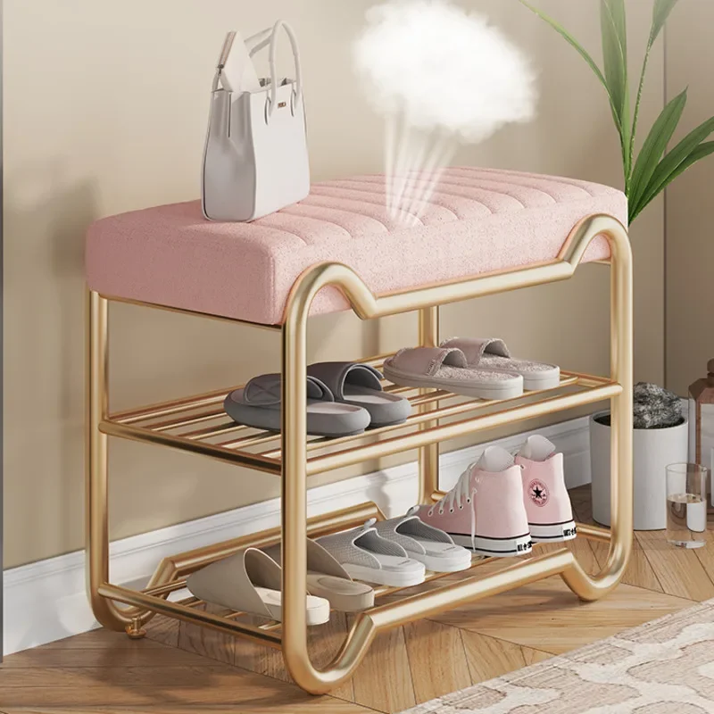 Simple Modern Large Capacity Door Shoe Stool Double Layer Mini New Receive Rack Bathroom Slipper Frame Home Door Shelf