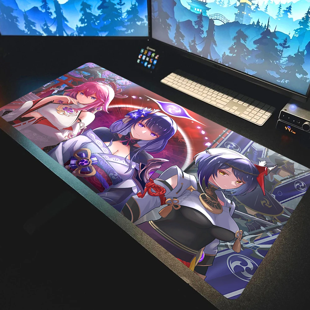 Anime Girl Furina Hu Tao Gan Yu Xiao Mousepad Genshin Impact Mouse Pads Pc Desk Protector Keyboard Pads Computer Gaming Mats