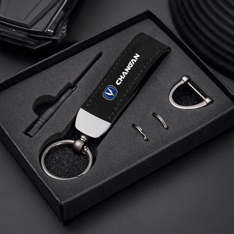 Anti-lost Metal Keychain Buckle Suede Leather Car Styling keychain for changan CS75 PLUS CS95 CS35 alsvin CS15 CS55 Eado