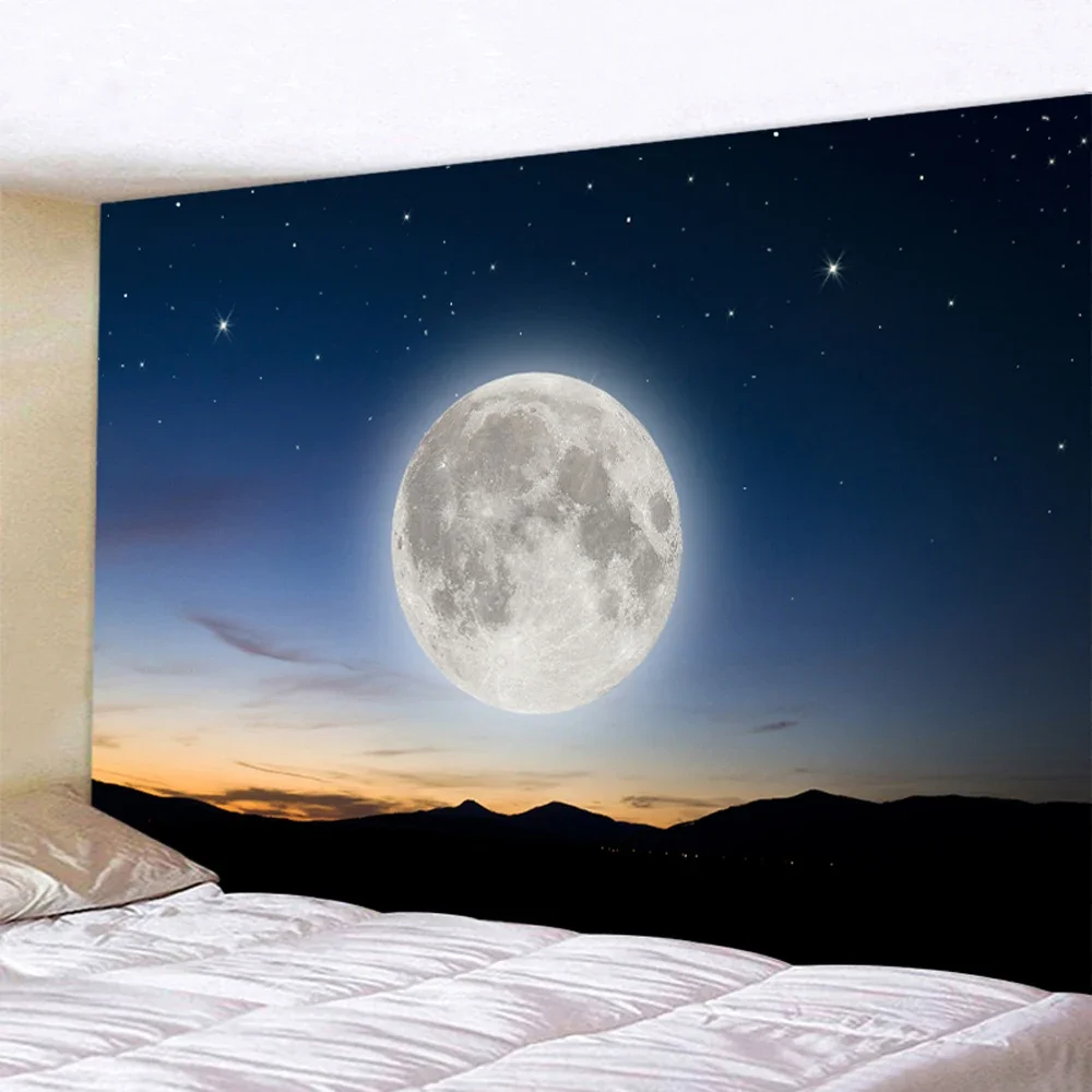 Beach moon background home decoration art tapestry psychedelic scene Hippie Bohemia decoration bedroom sheet yoga mat