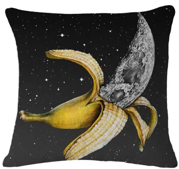 Art Oil Painting Decorative Cotton Linen Cushion Cover Banana Monkey Print Pillow Cover Home Decoration Sofa Pillowcase 45x45cm