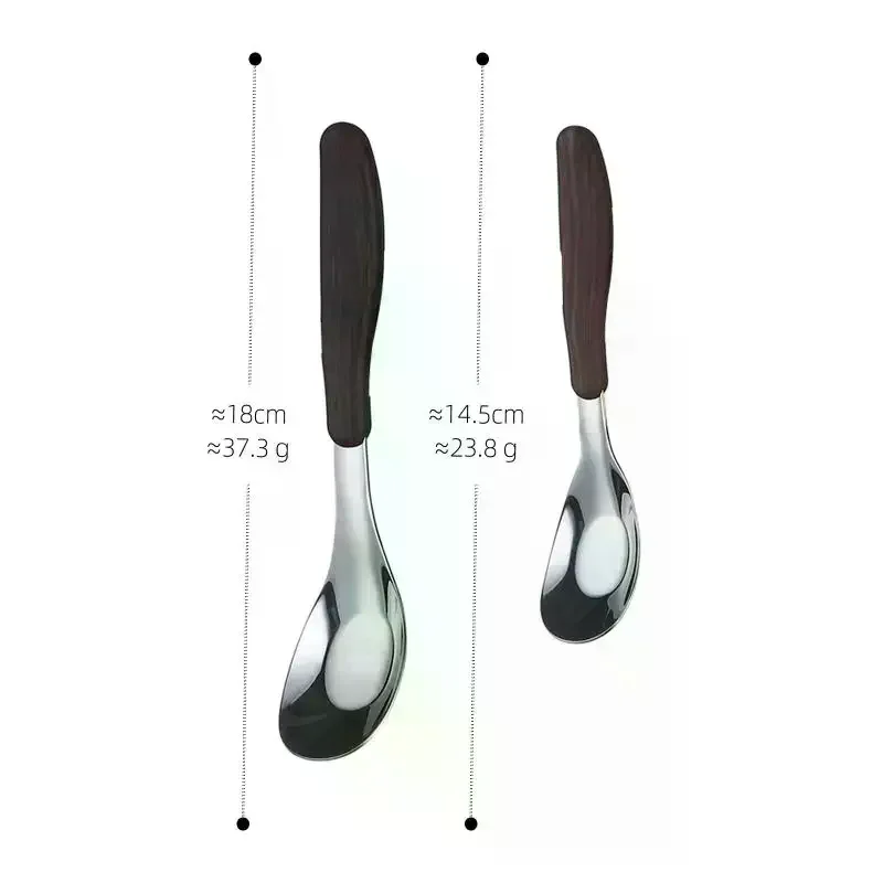 Stainless Steel Spoon With Imitation Wood Grain Handle Home Kitchen Tableware Dinnerware Dinner Dessert Rice Soup Spoons Gadgets