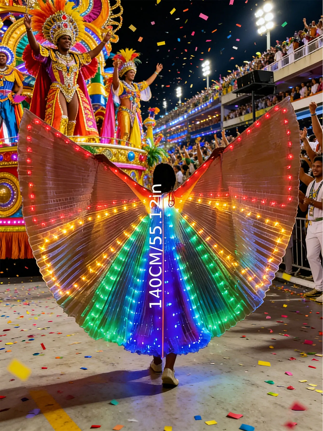 컬러풀 댄스 남성 의상 액세서리 다채로운 LED 나비 파티 날개 파티 장식 망토 (배터리 미포함)