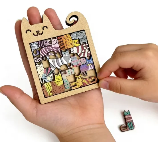 Cute Cat Shaped High‑Difficulty Puzzle Portable Ornament for Creative Thinking Training Birthday Present