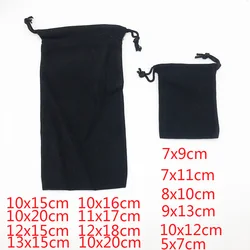 Sac à bijoux en velours noir, 100 pièces/lot, sacs-cadeaux de noël, différentes tailles, livraison gratuite, emballage, affichage de mariage 10x15 10x20cm