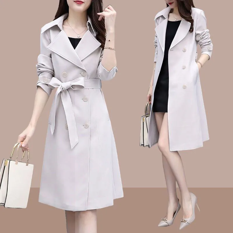 

New High-end Women's Long Parker Overcoat Casual Trench Coat Spring Autumn Loose Lace-up Windbreaker Jacket Fashion Female Coats