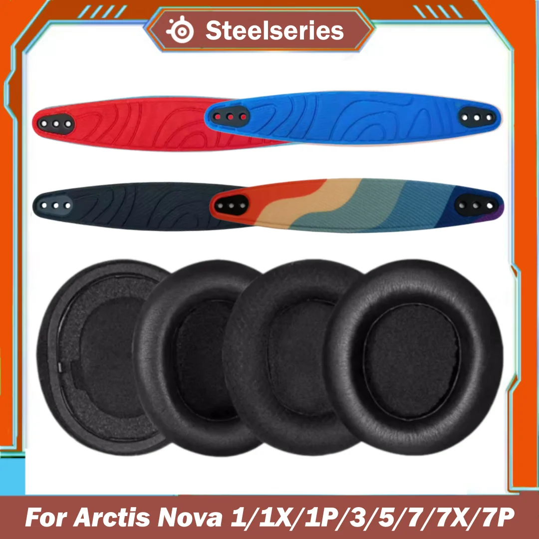 Almohadillas de Repuesto para Auriculares Steelseries Arctis Nova 1/1X/1P/3/5/7/7X/7P, Cubierta Superior para la Diadema, Cojín para los Oídos, Compatible